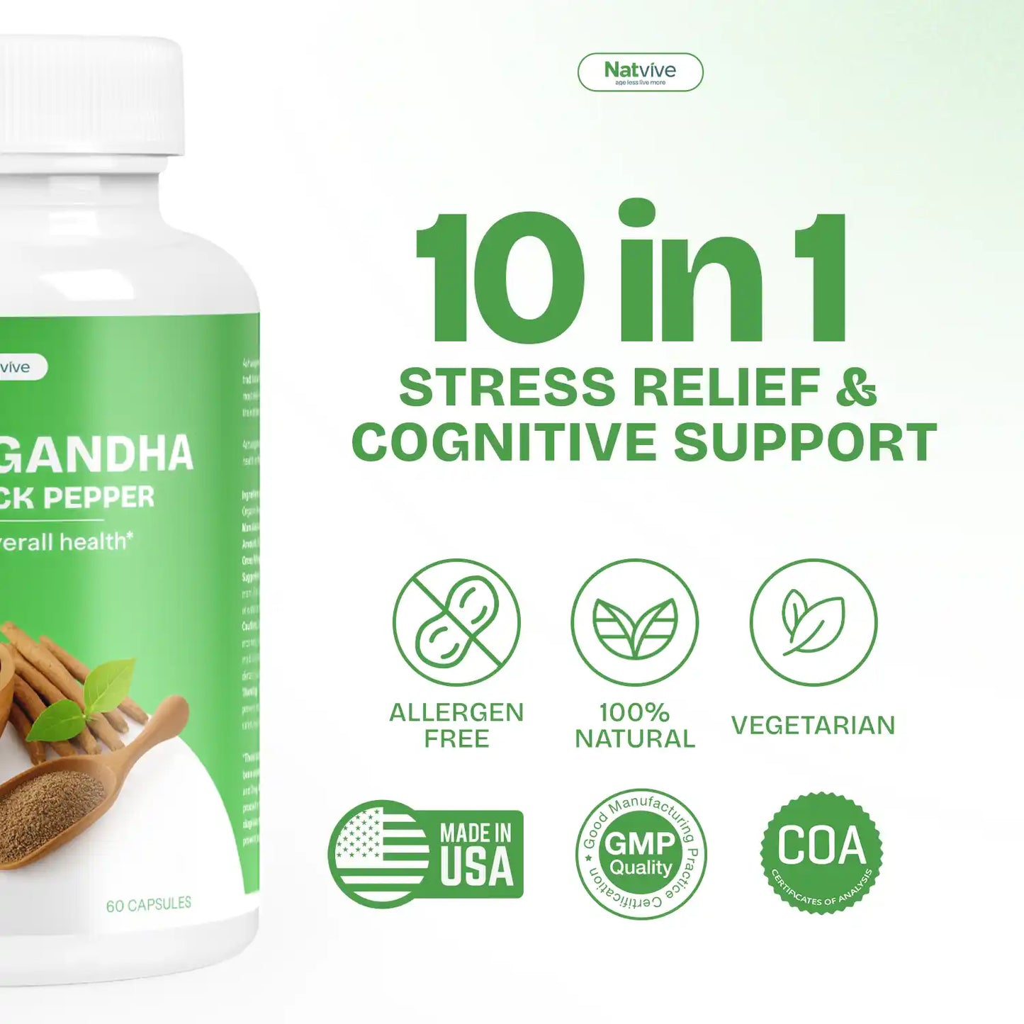 Ashwagandha with Black Pepper | Find Calm & Inner Balance | 60 Capsules