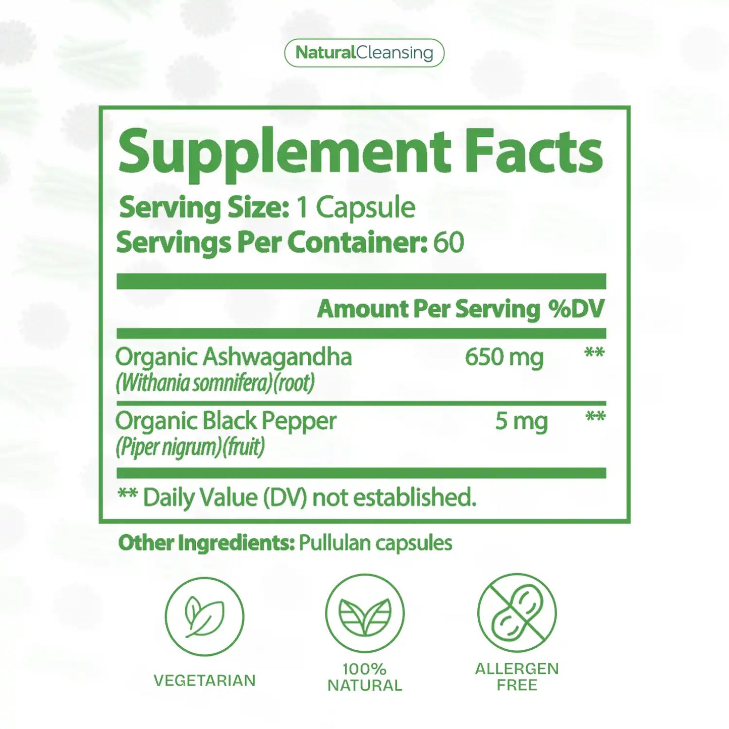Ashwagandha with Black Pepper | Find Calm & Inner Balance | 60 Capsules