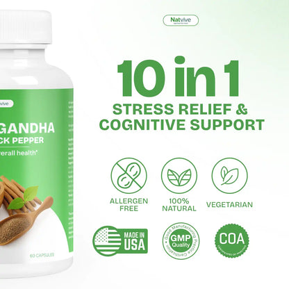 Ashwagandha with Black Pepper | Find Calm & Inner Balance | 60 Capsules