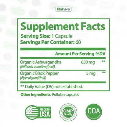 Ashwagandha with Black Pepper | Find Calm & Inner Balance | 60 Capsules